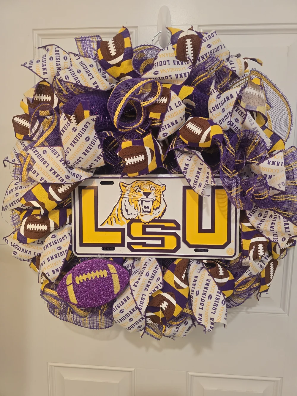 LSU Tigers Decorative Door Wreath - Purple & Gold Football
